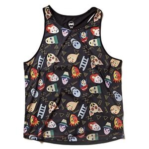Janji AFO Singlet Running Tank Top Mens Small Black Bolivia Mask Print Mesh Back